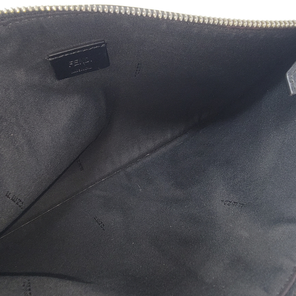 FENDI Monster Eyes Black/Yellow Leather Flat Clutch - Picture 4 of 10